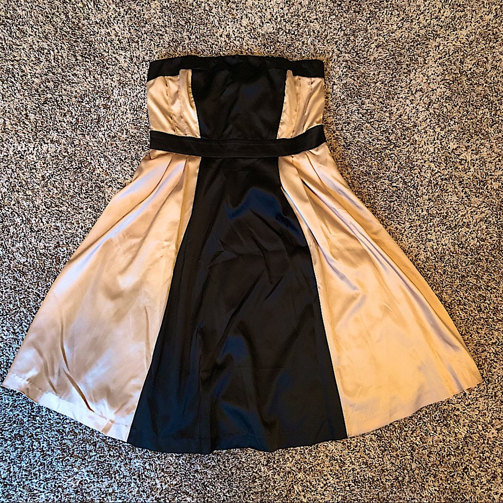 The Limited Strapless Black and Gold Silk Cocktail Dress-Size 4- NWOT